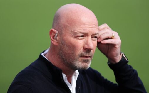 Mohamed Salah applauding the crowd while wearing a Liverpool kit at Anfield