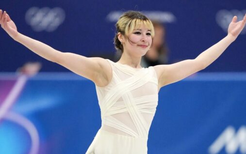 Alysa Liu smiling with multicoloured hair at the US Figure Skating Championships