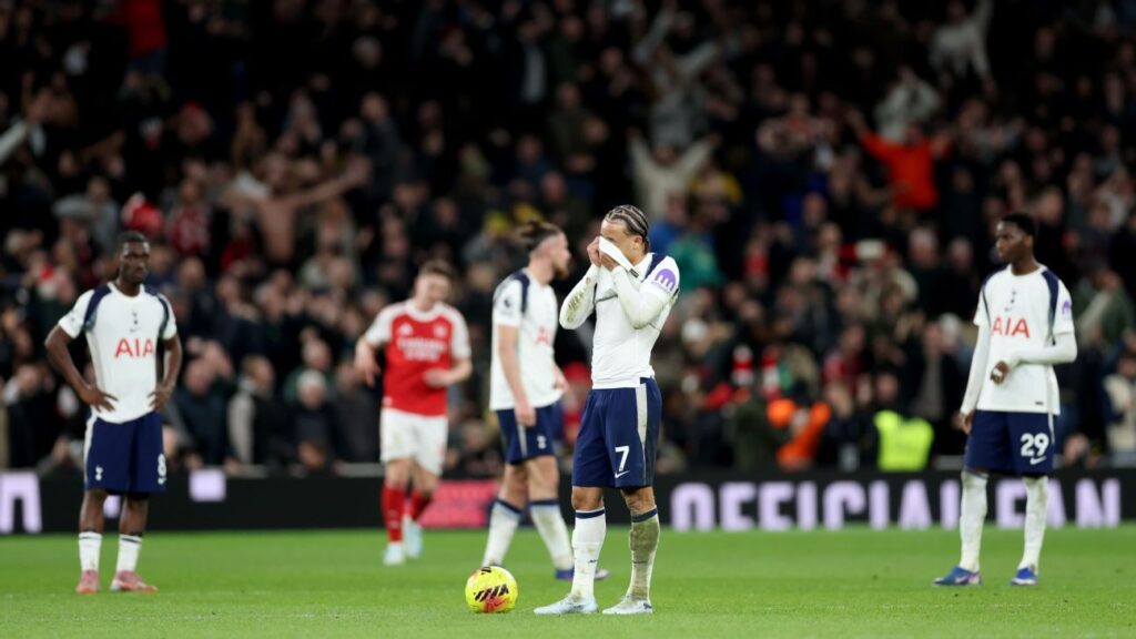 Arsenal players celebrating a goal during the north London derby against Tottenham Hotspur
