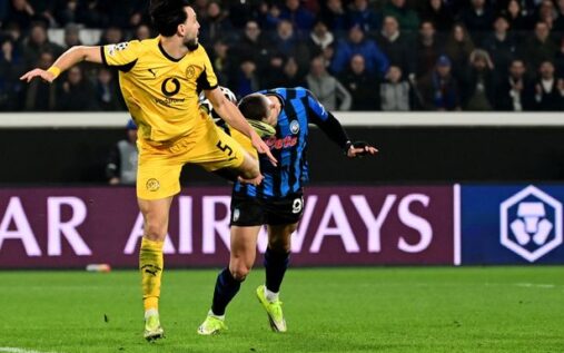 Lazar Samardzic celebrating after scoring penalty for Atalanta against Borussia Dortmund