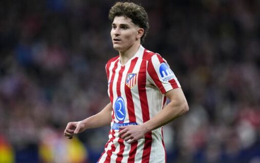 Julian Alvarez playing for Atletico Madrid in the Spanish La Liga