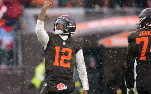 Cleveland Browns general manager Andrew Berry speaking at a press conference