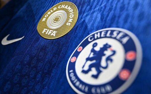 General view of Stamford Bridge stadium with Chelsea branding visible