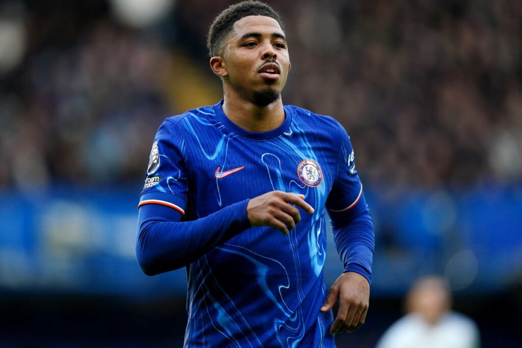 Chelsea defender Wesley Fofana in action on the pitch during a Premier League match