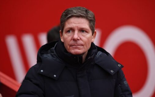 Crystal Palace fans holding a banner reading 'Fans disrespected, Glasner finished' in the stands at Selhurst Park