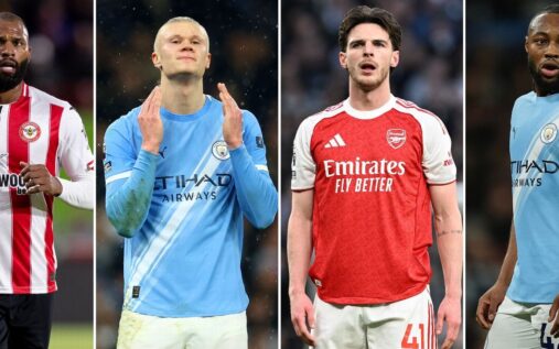 Erling Haaland applauding fans after a Manchester City victory