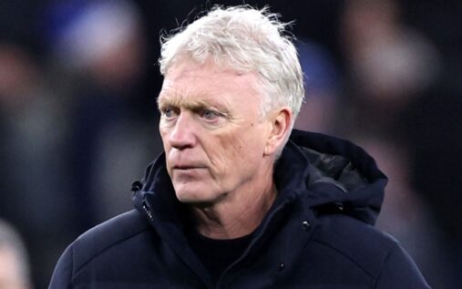 Chelsea striker Liam Delap reacting during a Premier League match