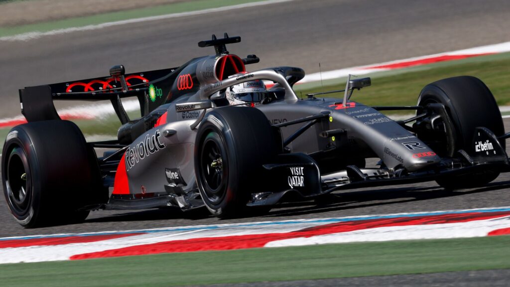 Lando Norris driving the McLaren Formula 1 car on a race track