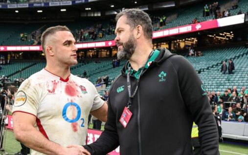 Ireland head coach Andy Farrell looking on from the sidelines during the Six Nations match against England