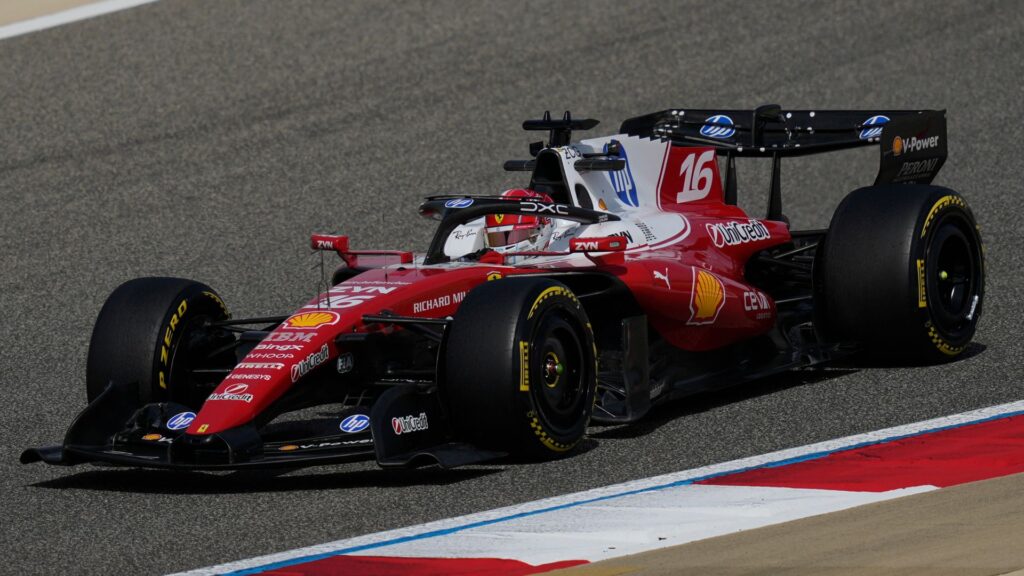Charles Leclerc driving the Ferrari SF-26 during pre-season testing in Bahrain