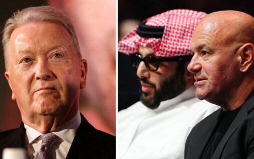 Frank Warren speaking to the media at a boxing press conference