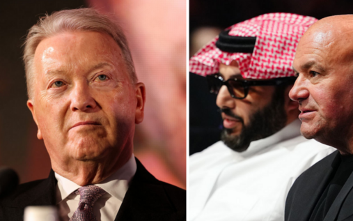 Frank Warren speaking to the media at a boxing press conference