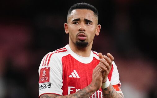 Arsenal striker Gabriel Jesus gesturing during a Premier League match