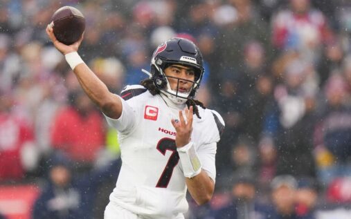Houston Texans general manager Nick Caserio speaking to the media at the NFL Scouting Combine