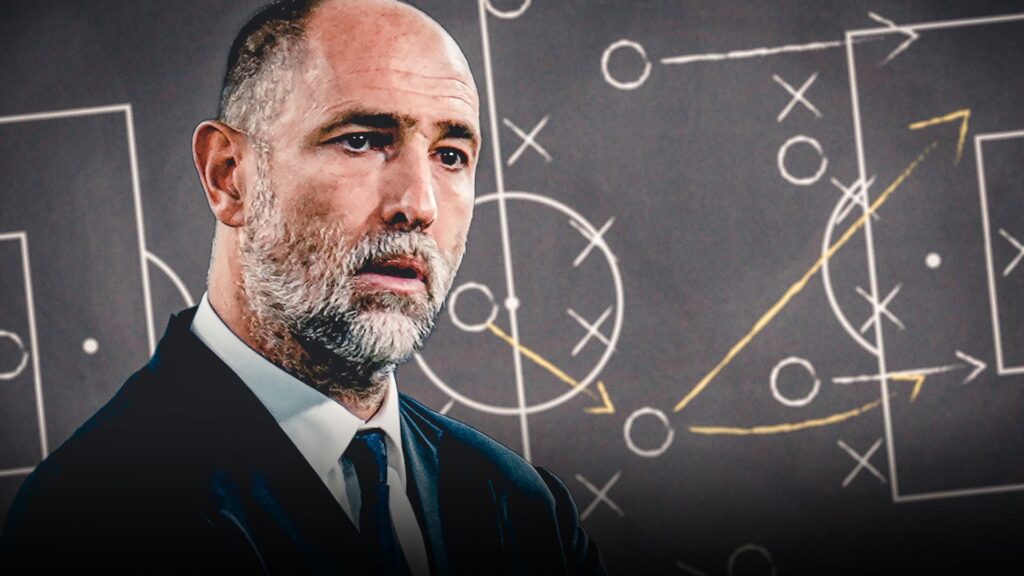 New Tottenham head coach Igor Tudor giving instructions during a training session