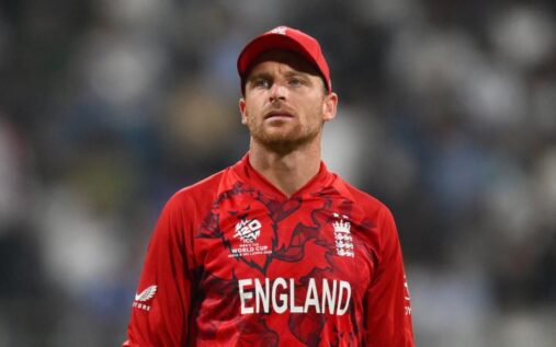 England captain Jos Buttler looks dejected while walking off the field after a dismissal
