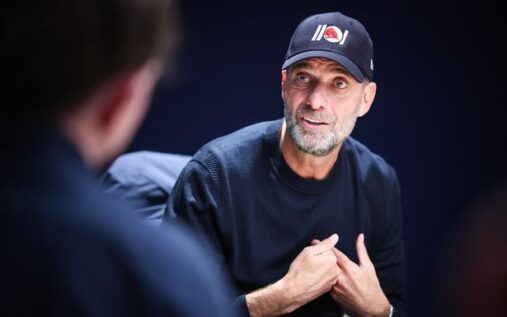 Jurgen Klopp watching from the stands in his role as Head of Global Soccer for Red Bull