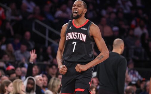 Kevin Durant wearing the Team USA jersey during an Olympic basketball match