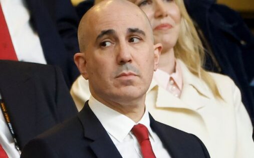 Manchester United CEO Omar Berrada watching a match from the directors' box at Old Trafford