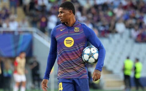 Marcus Rashford wearing the Barcelona kit during a La Liga match