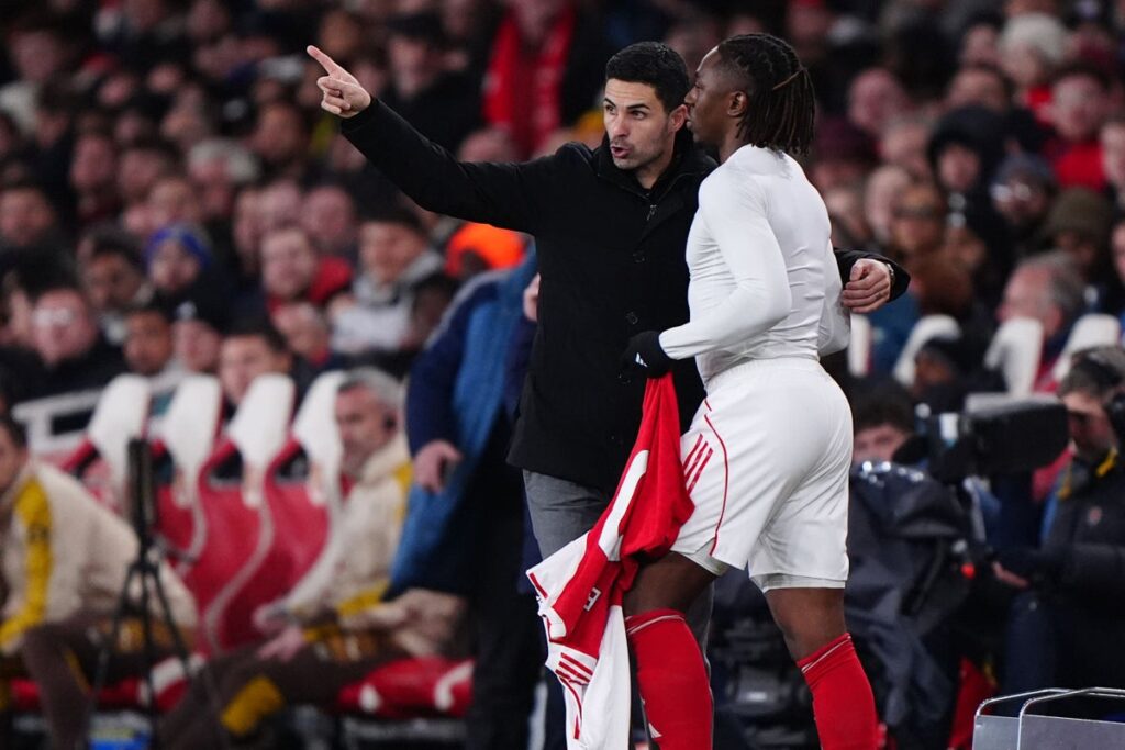 Mikel Arteta shouting instructions from the touchline during an Arsenal match