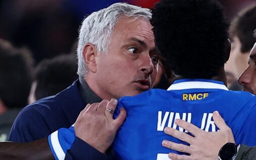 Vinicius Jr looking serious on the pitch while playing for Real Madrid