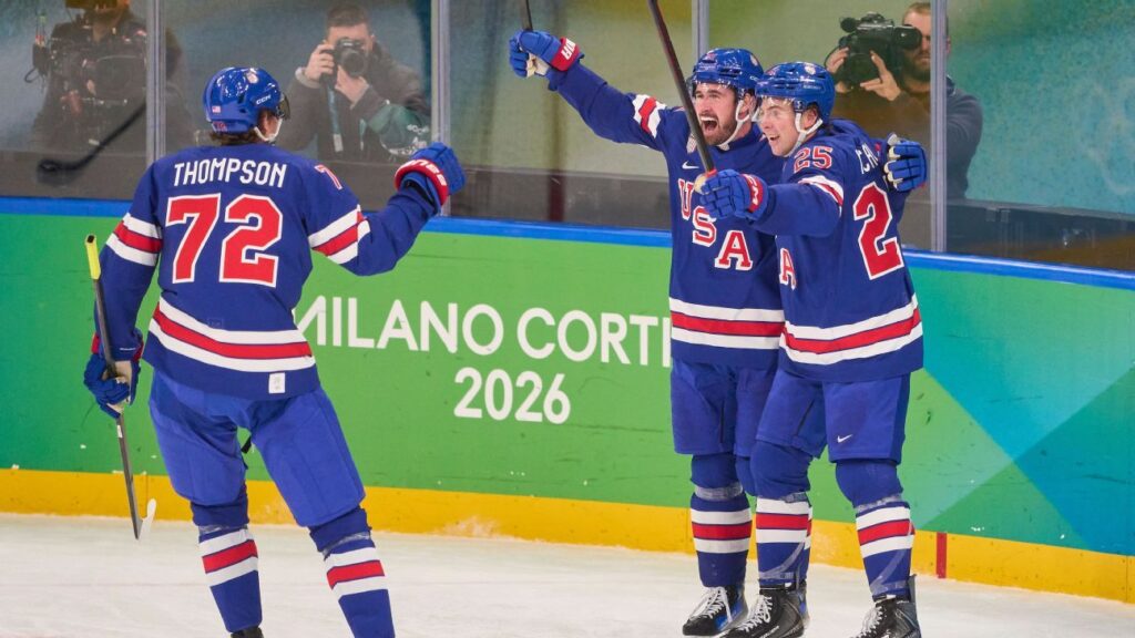 Tampa Bay Lightning winger Nikita Kucherov celebrating a goal on the ice