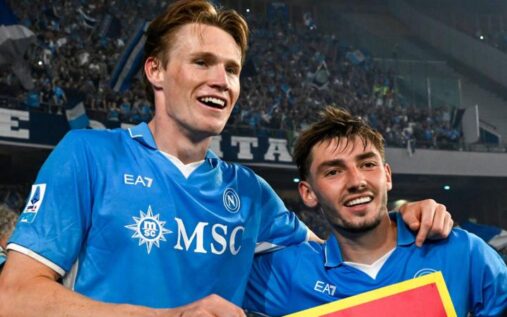 Napoli midfielder Scott McTominay celebrating a goal in the Serie A