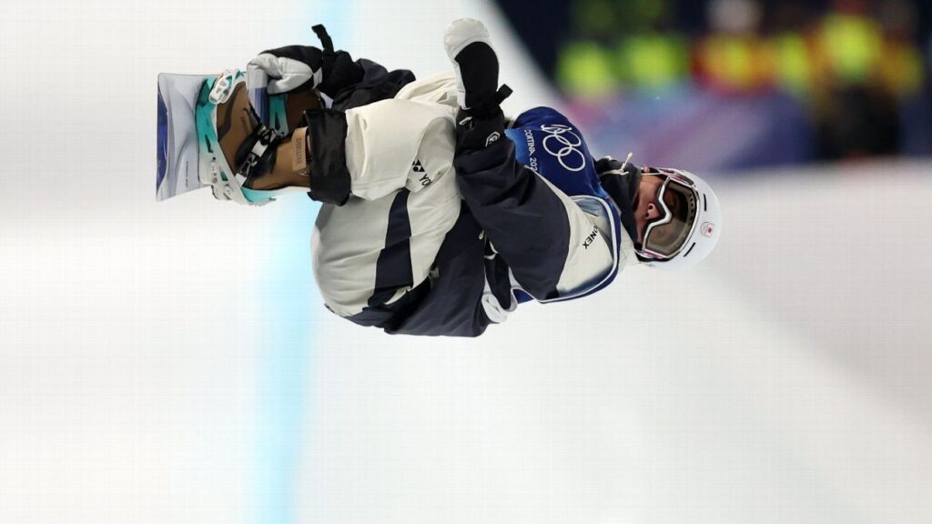 Yuto Totsuka performing a high-flying trick in the halfpipe during the Olympic final