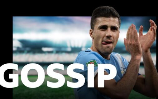 Manchester City midfielder Rodri gesturing to teammates on the pitch