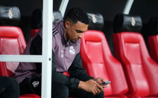 Trent Alexander-Arnold warming up for Real Madrid ahead of a La Liga match