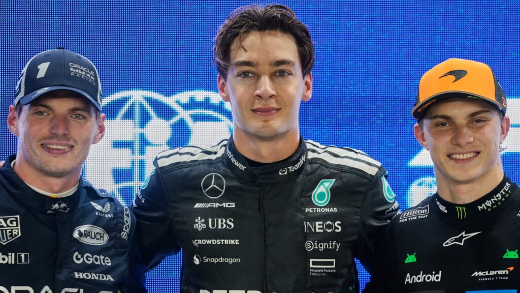 George Russell driving the 2026 Mercedes F1 car during pre-season testing