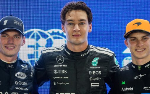 George Russell driving the 2026 Mercedes F1 car during pre-season testing