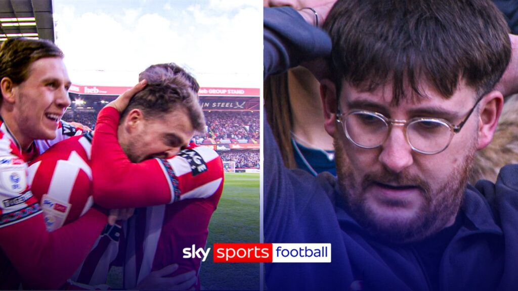 Patrick Bamford celebrating a goal for Sheffield United during the derby match