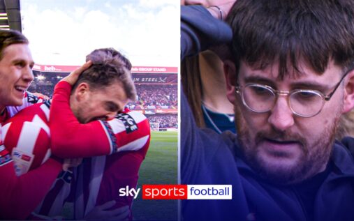 Patrick Bamford celebrating a goal for Sheffield United during the derby match