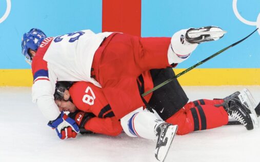 Sidney Crosby wearing the Pittsburgh Penguins jersey looking focused during a game