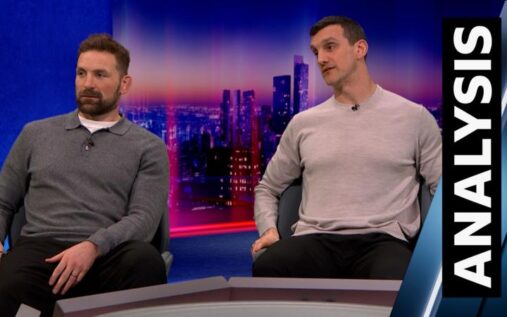 John Barclay and Sam Warburton discussing rugby analysis in the BBC Sport studio
