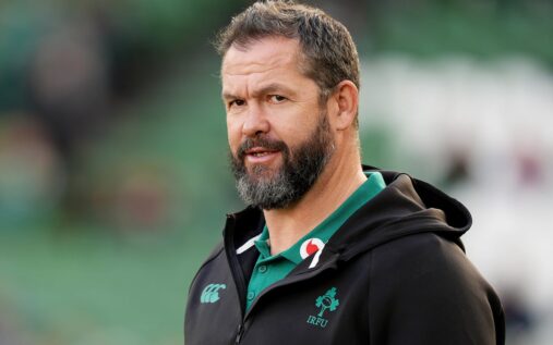 Ireland head coach Andy Farrell issues instructions to his players during training at the Aviva Stadium