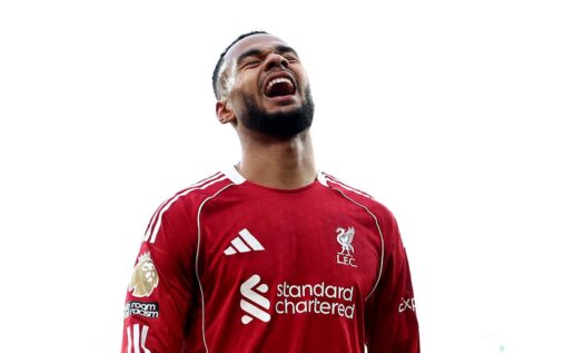 Liverpool manager Arne Slot issues instructions to Cody Gakpo during a Premier League match
