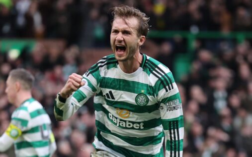 Tomas Cvancara of Stuttgart gesturing to the crowd during a Bundesliga match