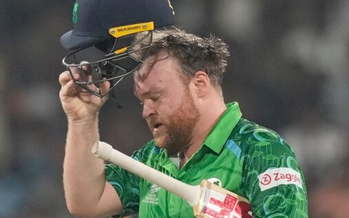 Ireland captain Paul Stirling looking dejected while walking off the field during a cricket match