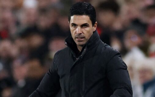 Arsenal midfielder Eberechi Eze looks dejected during the Premier League match against Brentford