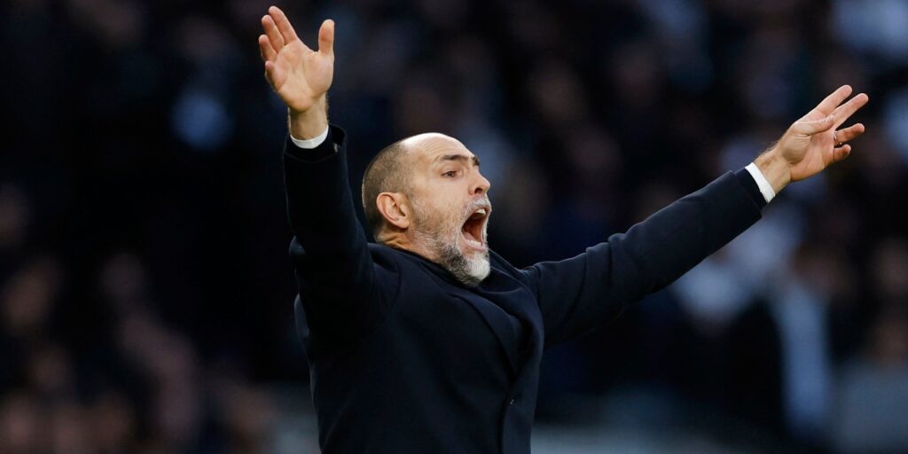 Como manager Cesc Fabregas issuing instructions from the touchline during a match