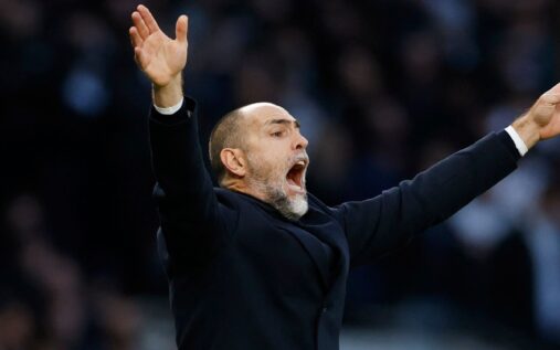 Como manager Cesc Fabregas issuing instructions from the touchline during a match