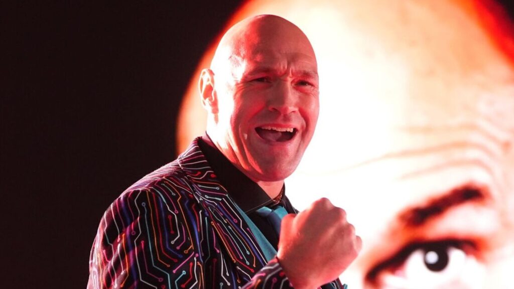 Tyson Fury speaking to the media during a press conference