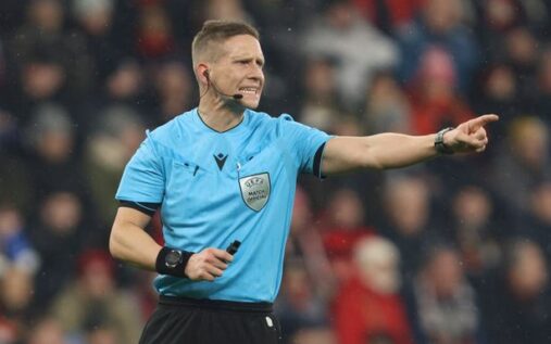 UEFA refereeing director Roberto Rosetti speaking at a press conference regarding Champions League officiating standards