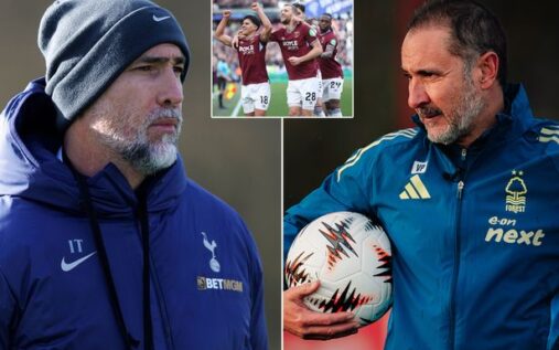 West Ham United manager Nuno Espirito Santo gesturing from the touchline during a Premier League match