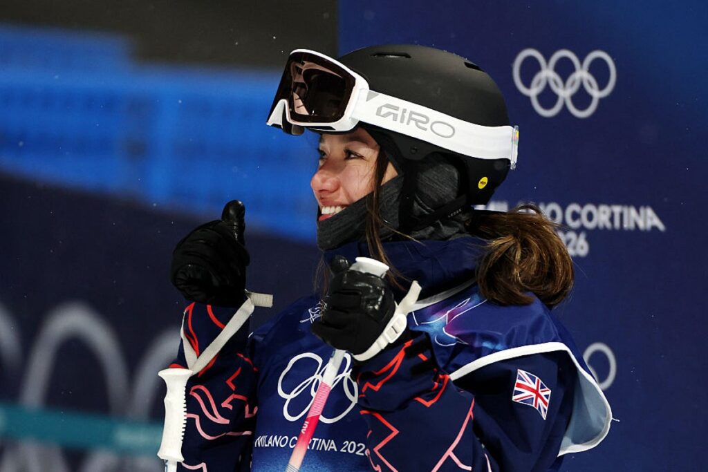 Zoe Atkin competing in the freeski halfpipe event at the Winter Olympics