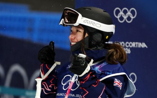 Zoe Atkin competing in the freeski halfpipe event at the Winter Olympics