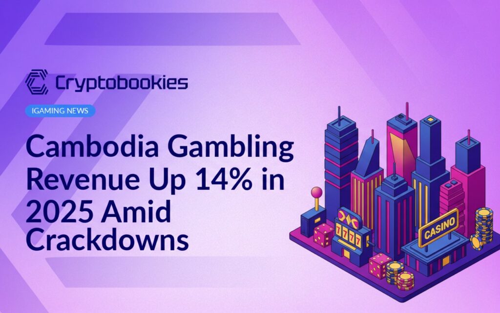 Casino chips stacked beside a laptop displaying rising financial graphs on a dark wooden table with dim lighting.